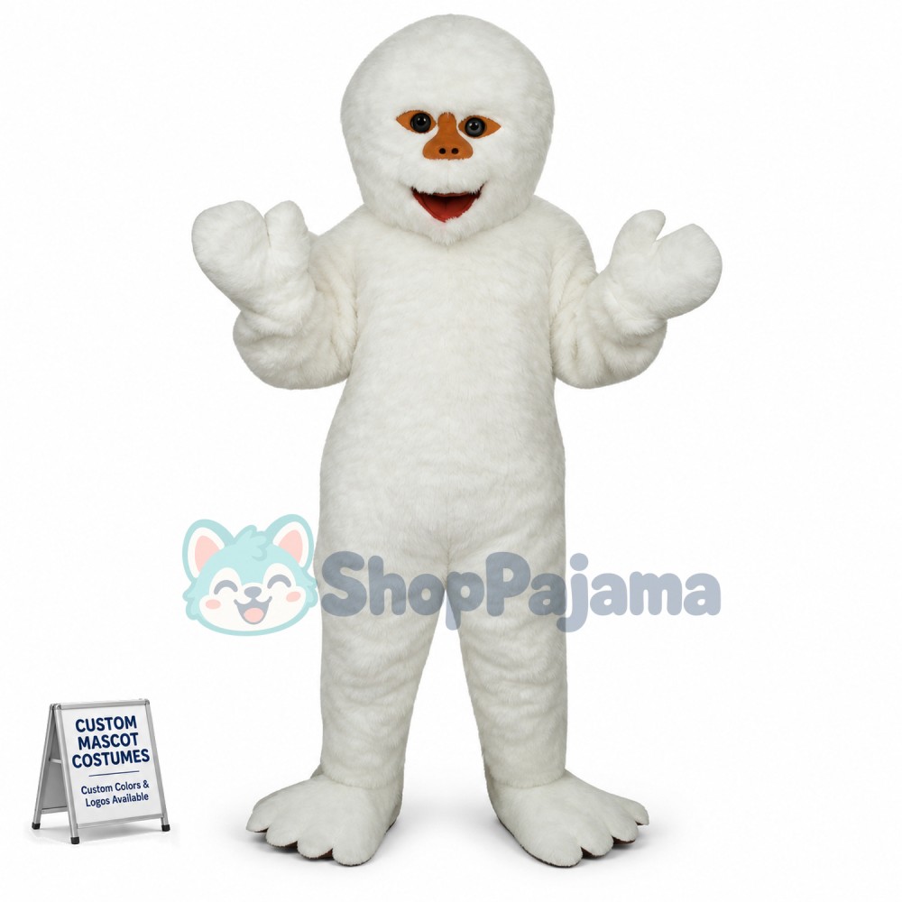 Pure White Plush Orangutan Mascot Costume