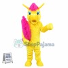 Bright Yellow Horse With Long Tail Mascot Costume