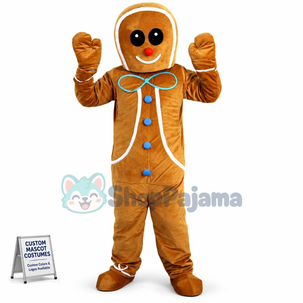 Christmas Caramel Gingerbread Man Mascot Costume