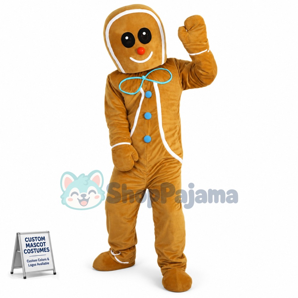 Christmas Caramel Gingerbread Man Mascot Costume