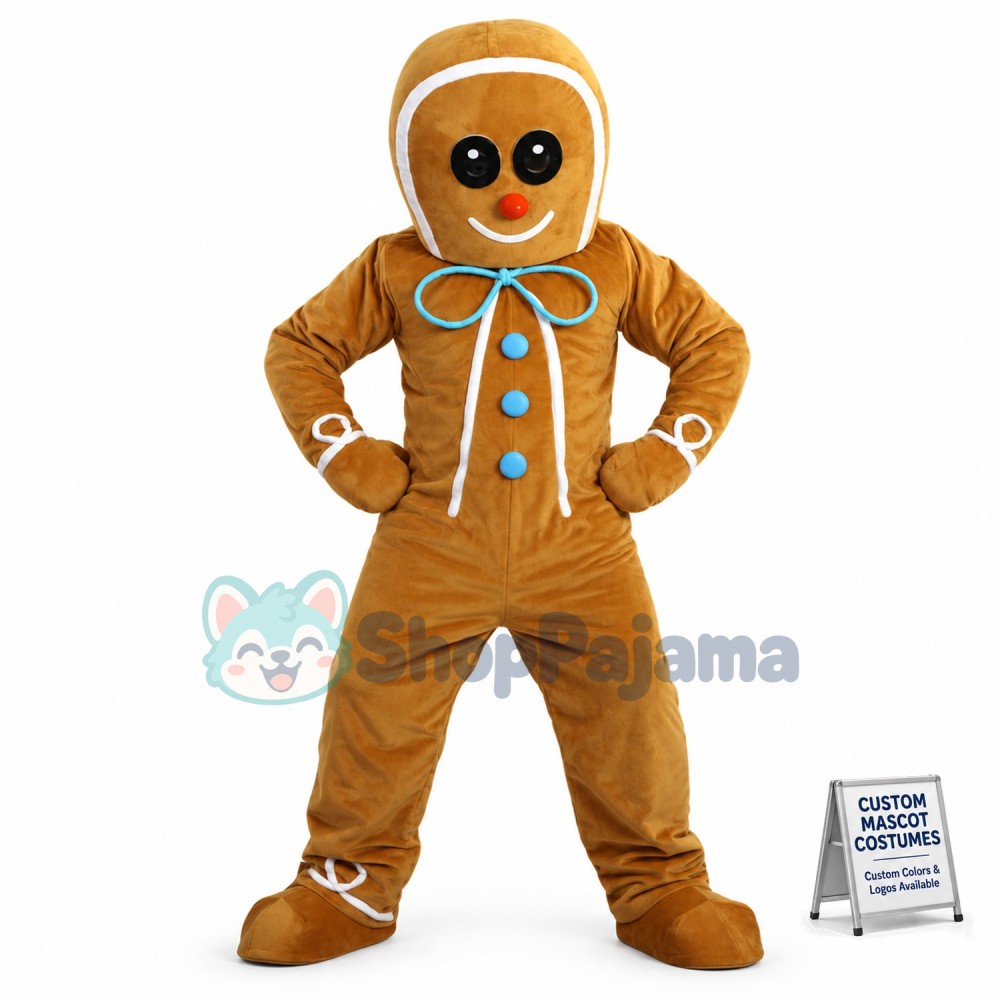 Christmas Caramel Gingerbread Man Mascot Costume