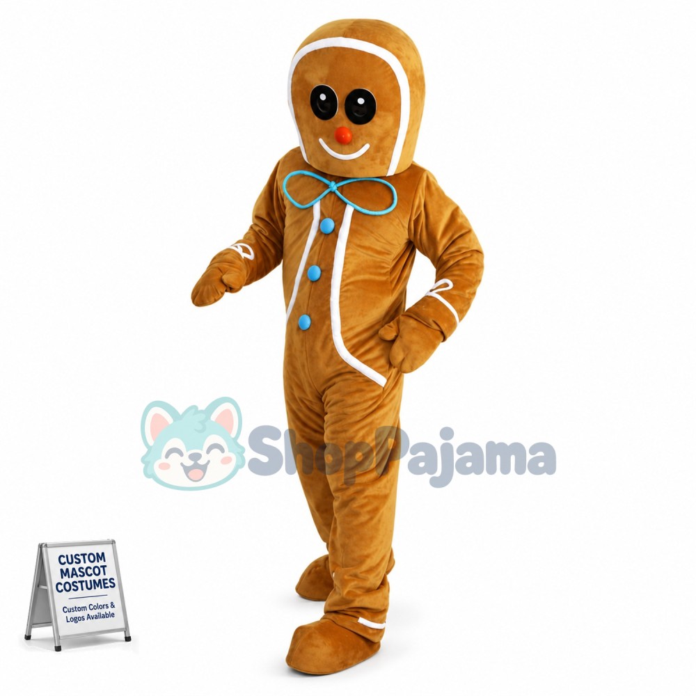Christmas Caramel Gingerbread Man Mascot Costume