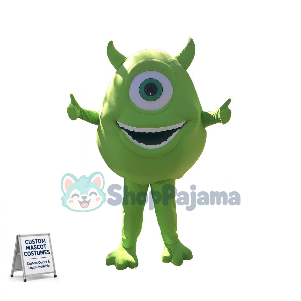 Green Monocular Mascot Cartoon Costume