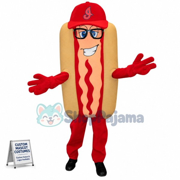 Cartoon Hot Dog With Salad Dressing Mascot Costume