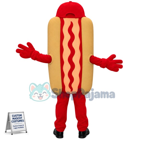 Cartoon Hot Dog With Salad Dressing Mascot Costume