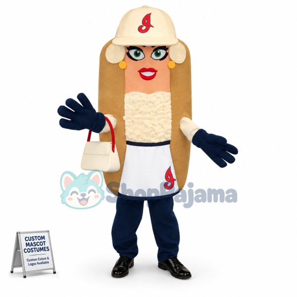 Cartoon Lady-shaped Cheese Hot Dog Mascot Costume