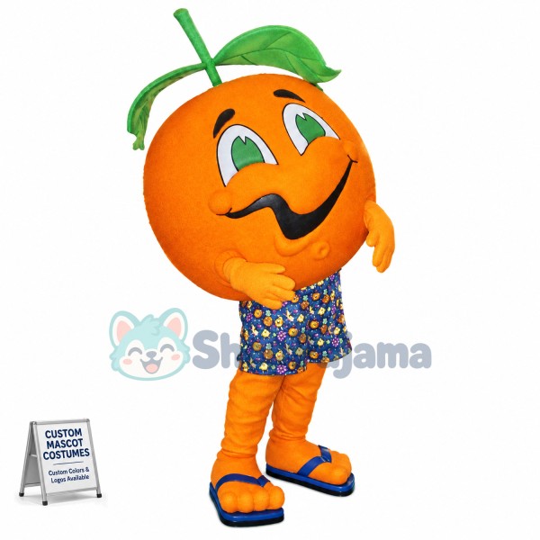 Crooked Mouth Orange With Leaves Mascot Costume
