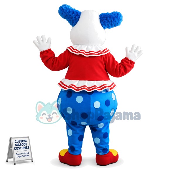 Adult Funny Clown With Blue Hair Mascot Costume