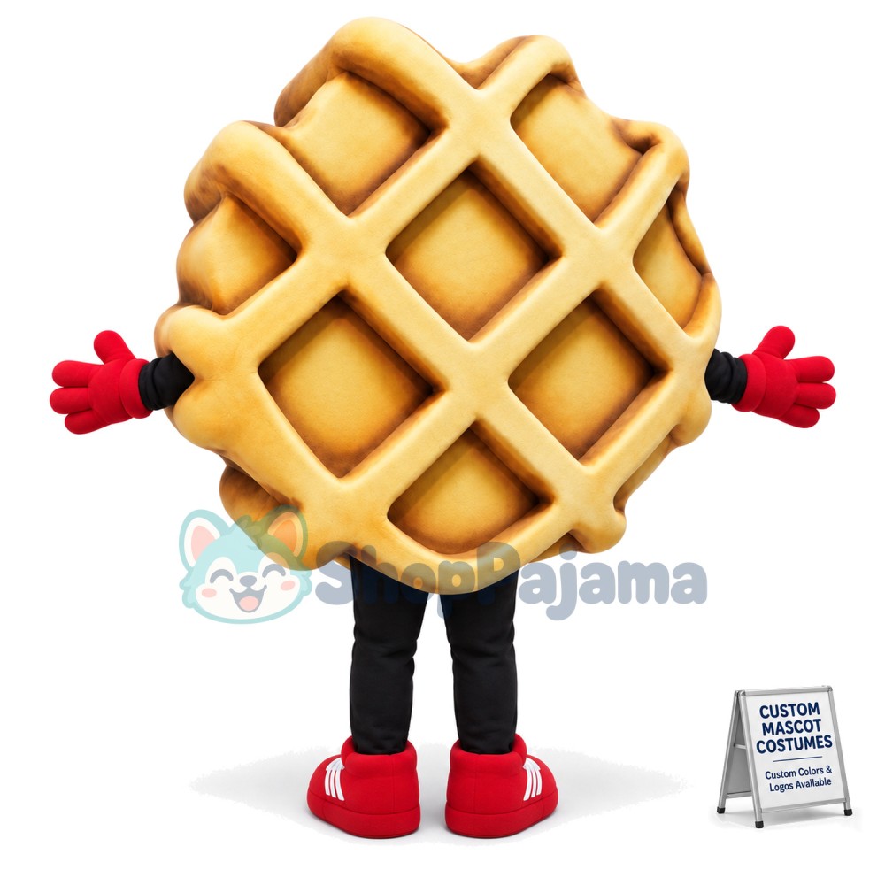 Fluffy Waffle Mascot Cartoon Costume