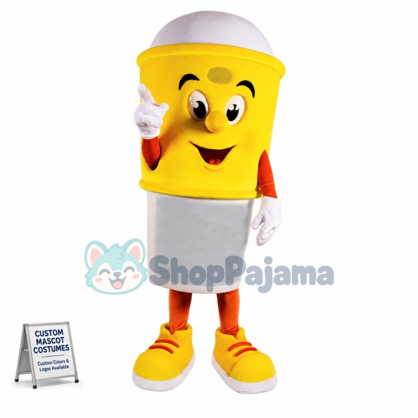 Drink Cup With Yellow Sleeve Mascot Costume