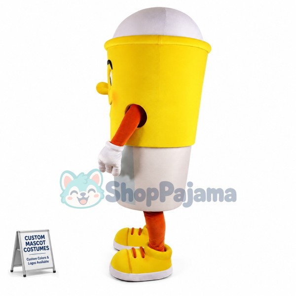 Drink Cup With Yellow Sleeve Mascot Costume