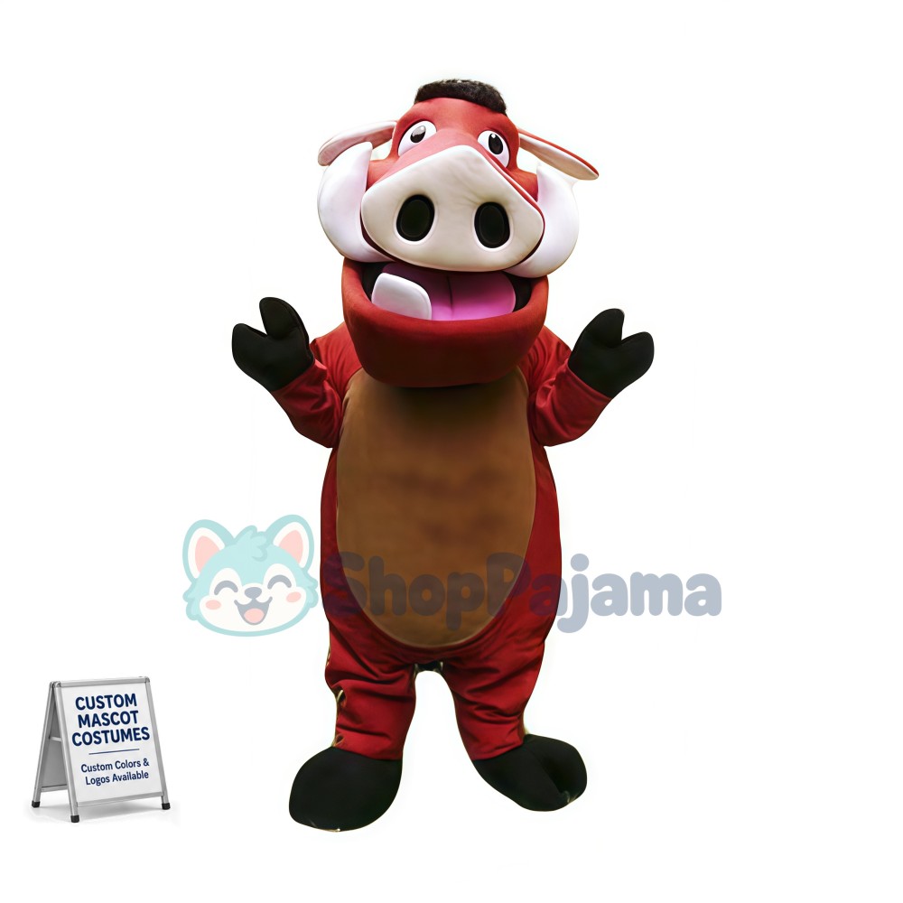 Brown Wild Boar With Fierce Look Mascot Costume