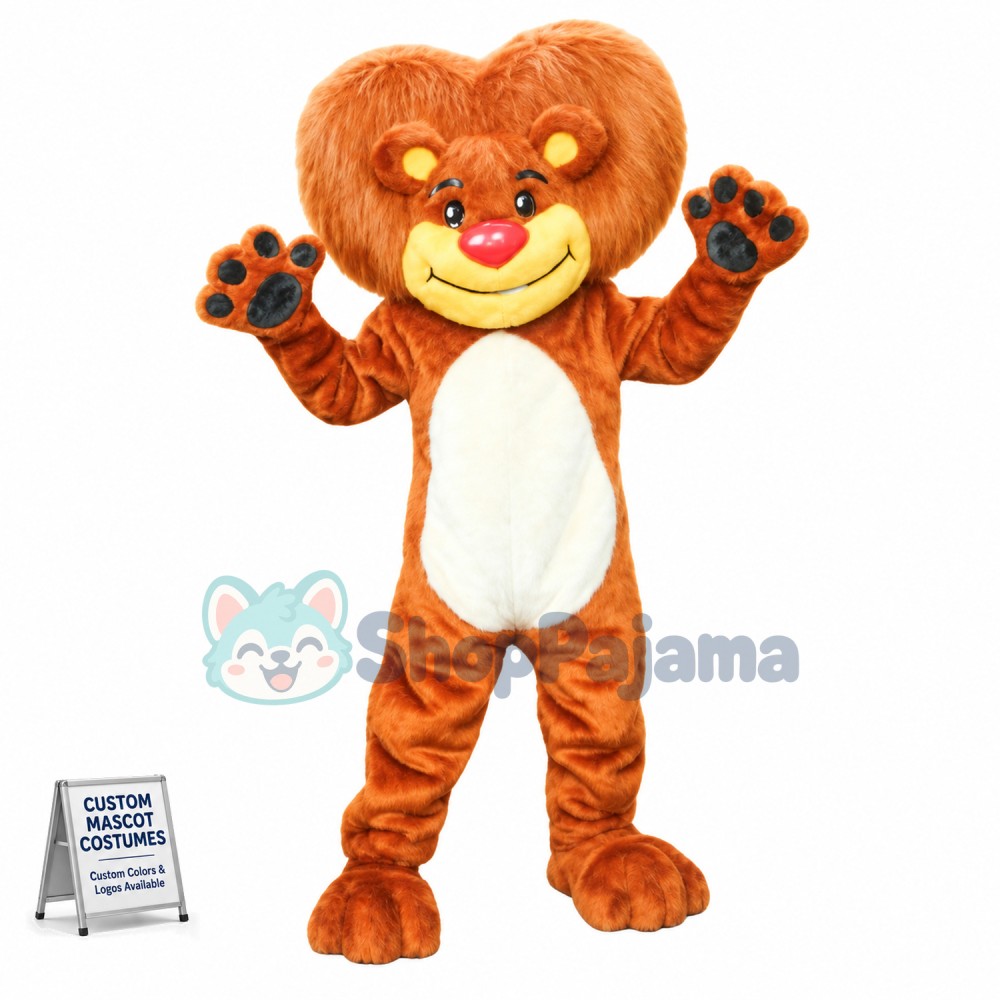 Brilliant Lion With Heart-shaped Mane Mascot Costume