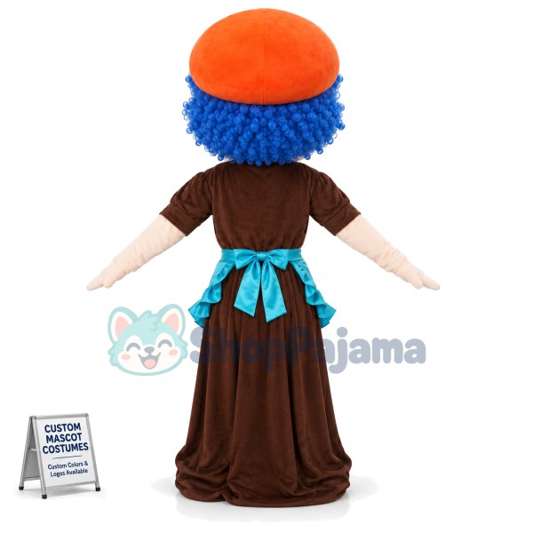 Blue Curly Granny Mascot Costume