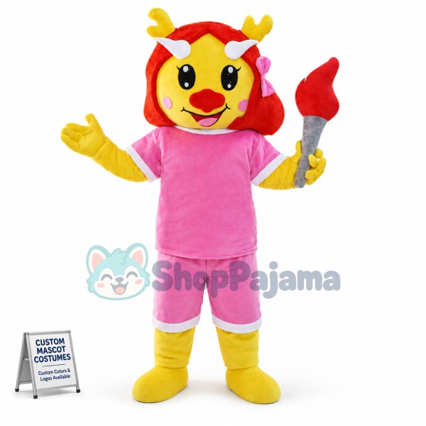 Torchbearer Yellow Dragon Mascot Costume