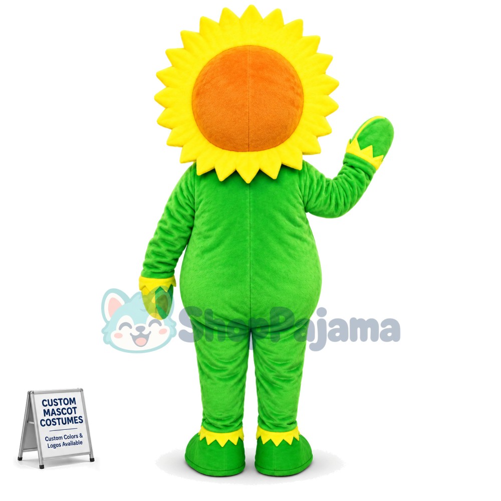Vibrant Green Sunflower Mascot Costume