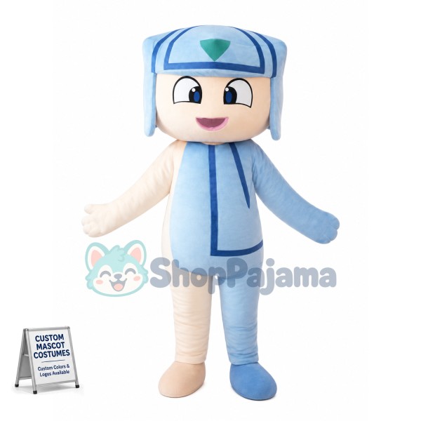 Blue Beret Boy Mascot Costume