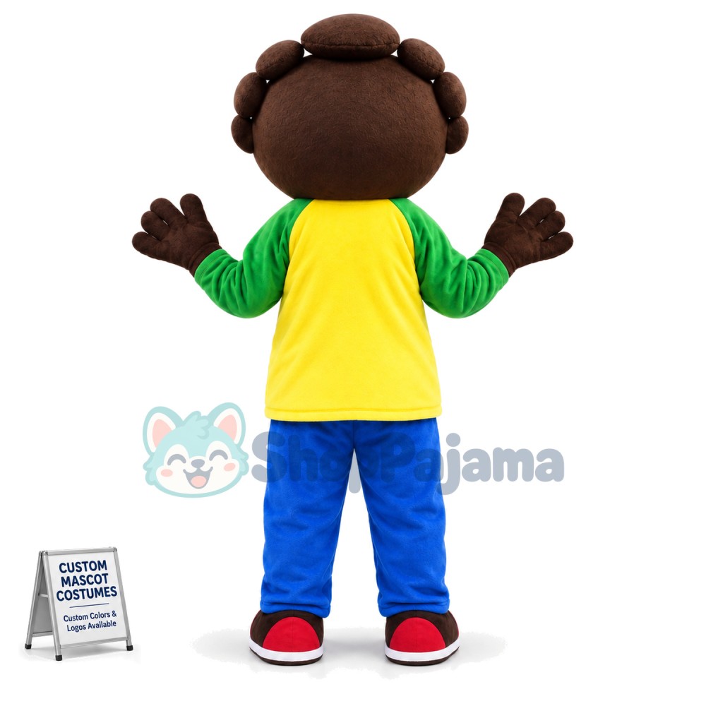 Cheering Curly Black Kid Mascot Costume
