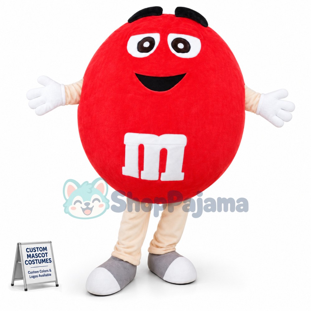 Red M Chocolate Bean Mascot Costume