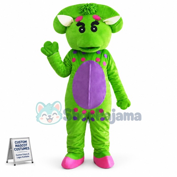 Barney & Friends Green Dinosaur Mascot Costume
