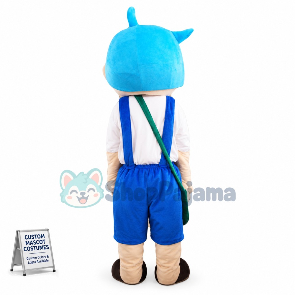 Blue Hair Vigorous Student Mascot Costume