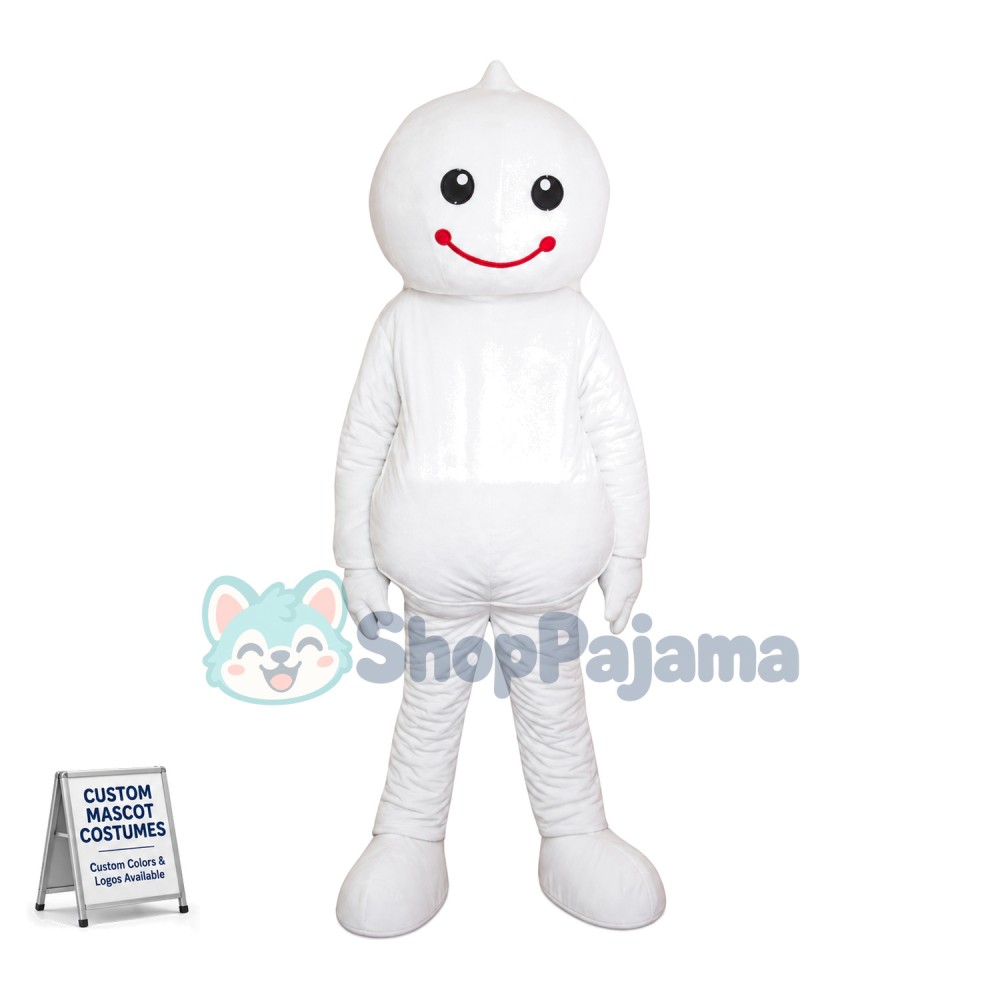 All Over White Smile Doll Mascot Costume