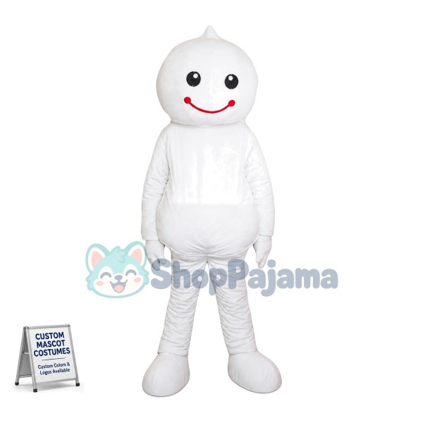 All Over White Smile Doll Mascot Costume