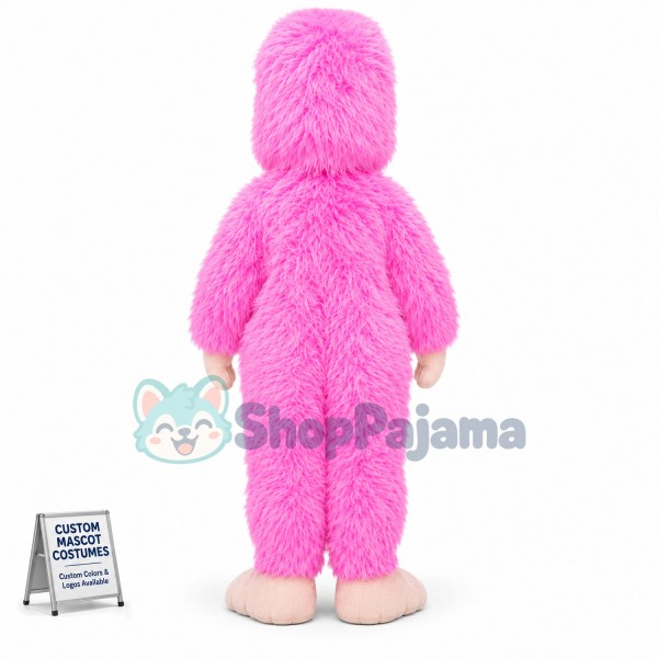 Plush Long Fur Pink Orangutan Mascot Costume