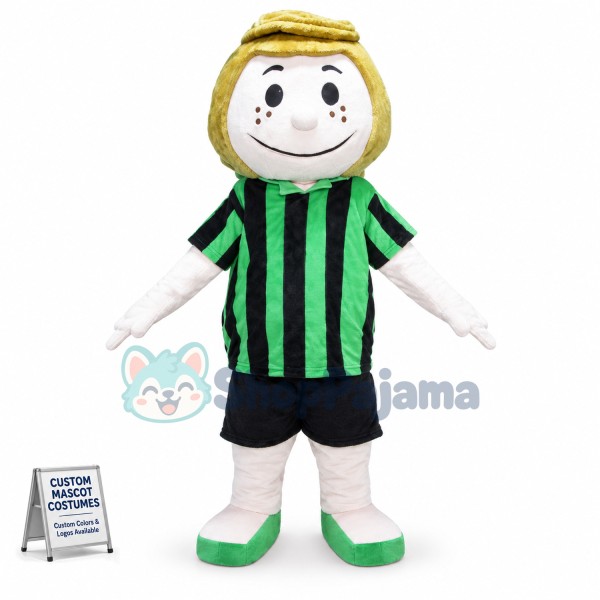 Boy In The Green Striped Shirt Mascot Costume