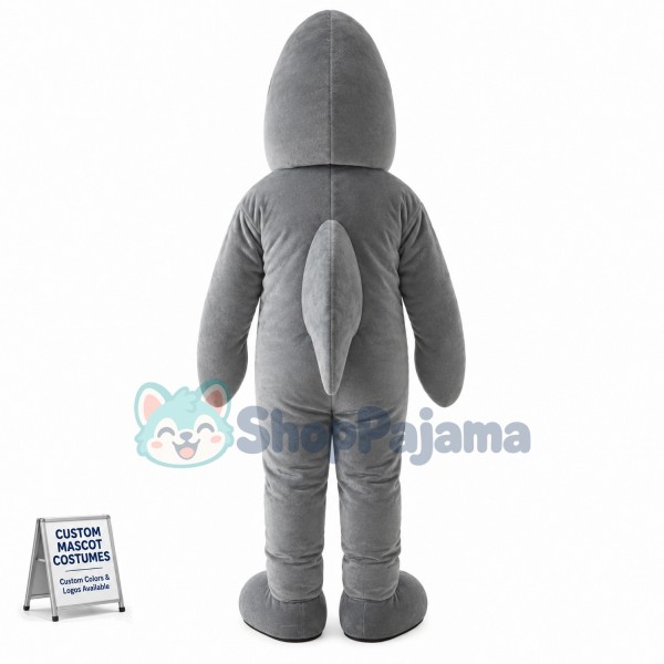 Turning Around Gray Shark Mascot Costume