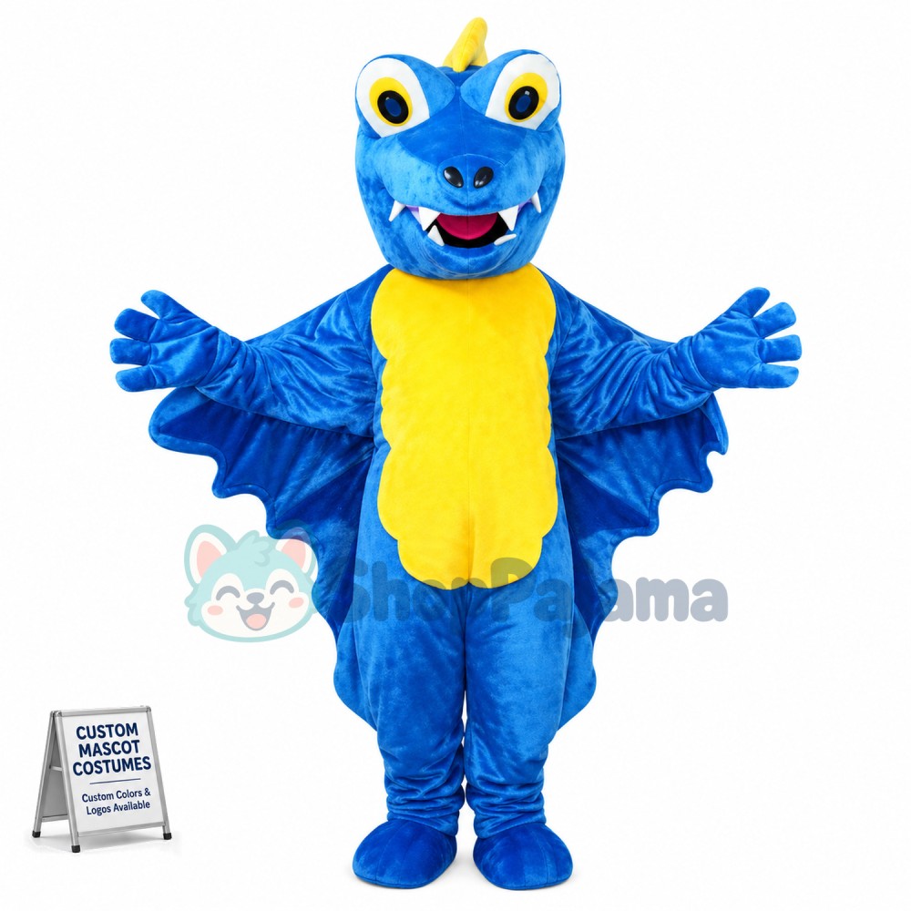 Adult Blue Flying Dragon Mascot Costume