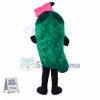 Green Eggplant With Bow Mascot Cartoon Costume