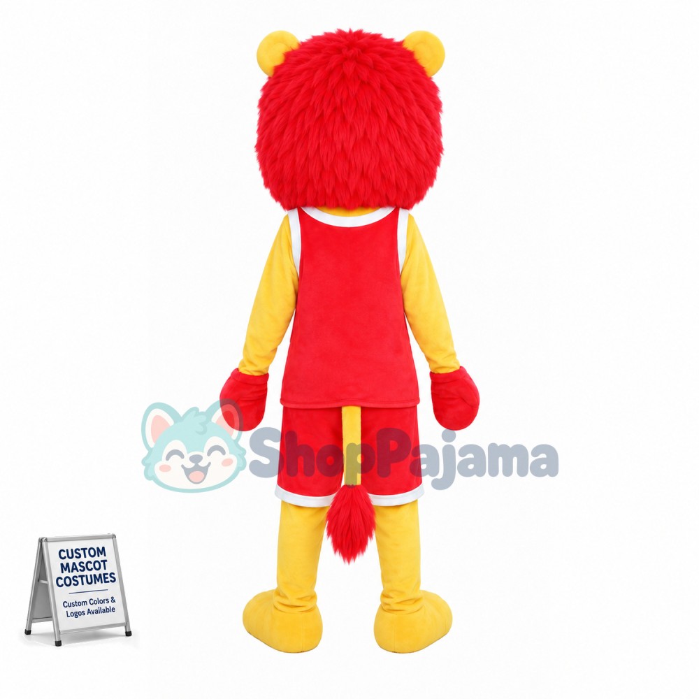 Basketball Player Red Lion Mascot Costume