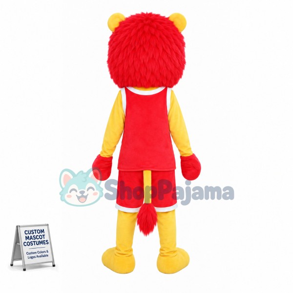 Basketball Player Red Lion Mascot Costume