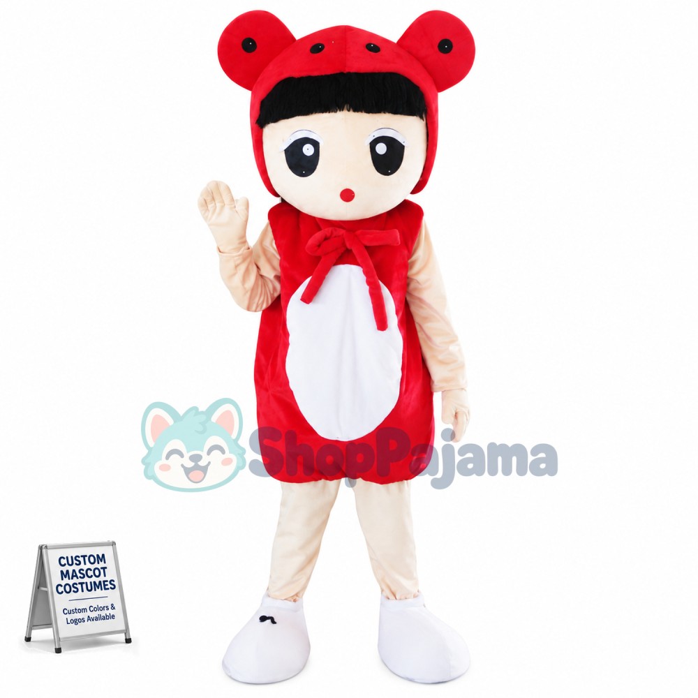 Brunette Strawberry Girl Mascot Costume