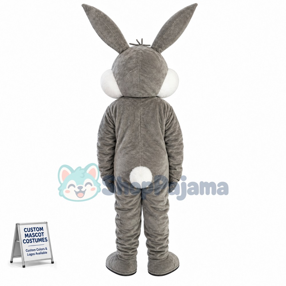 Easter Gray Bunny Cartoon Mascot Costume