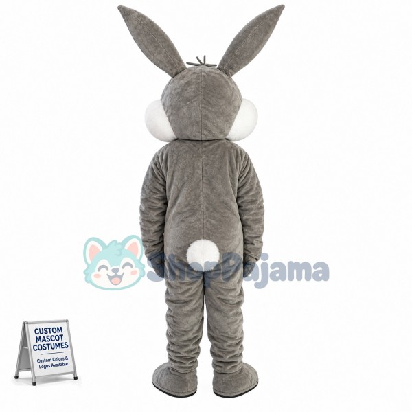 Easter Gray Bunny Cartoon Mascot Costume