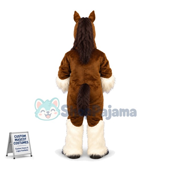 Brown & White Soft Horse Mascot Costume