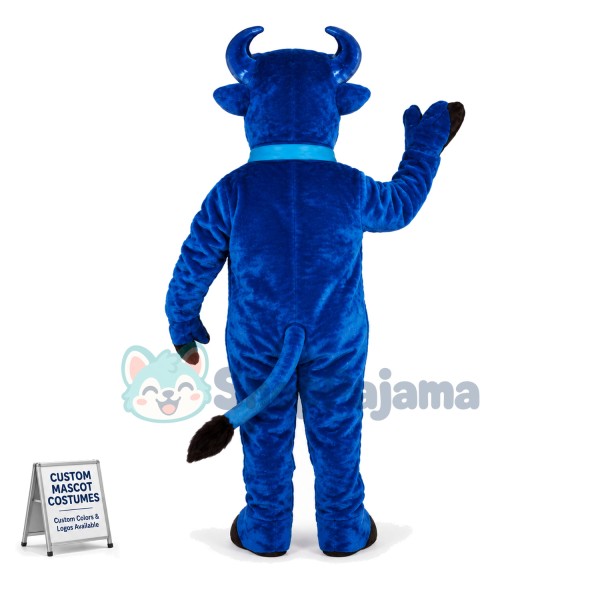 Blue Bull With Bell Mascot Costume