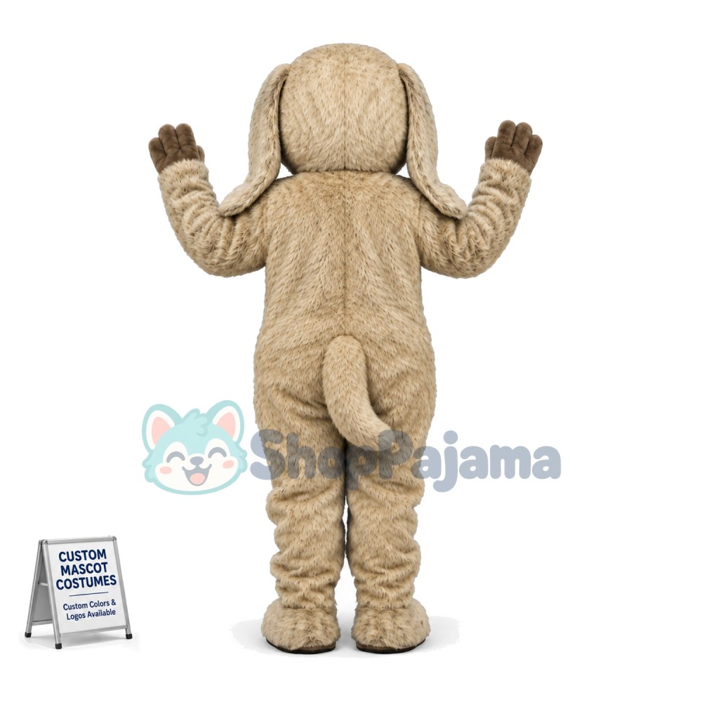 Well-behaved Furry Gray Dog Mascot Costume