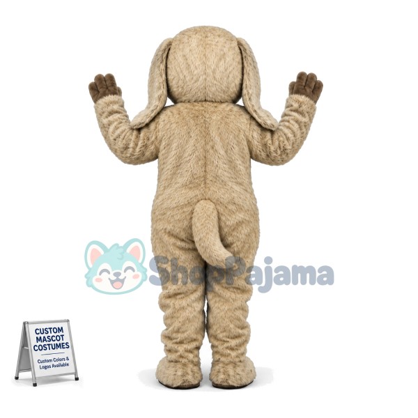 Well-behaved Furry Gray Dog Mascot Costume
