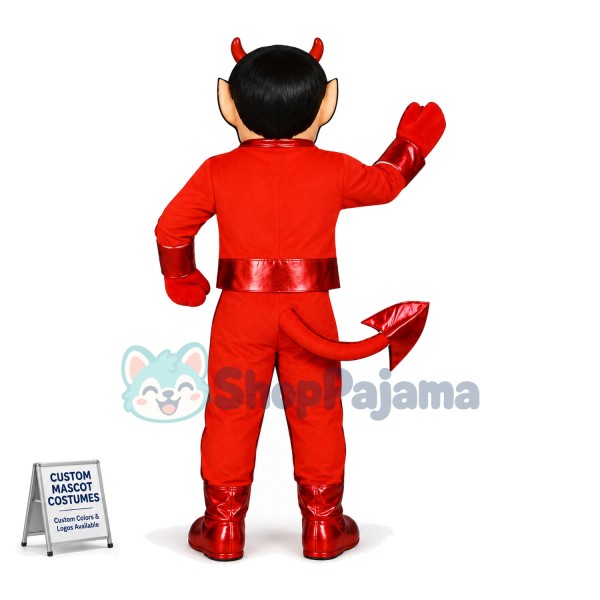 Evil Red Demon With Tail Mascot Costume