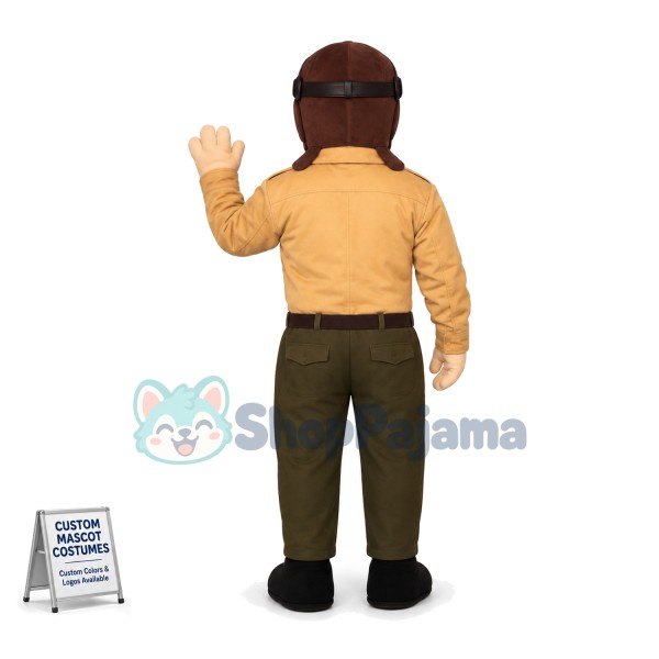 Seasoned Pilot Wearing Jacket Mascot Costume