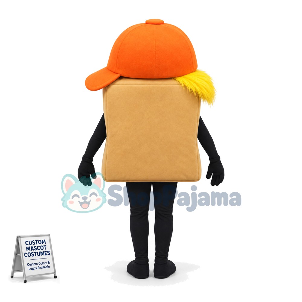 Square Model With Orange Cap Mascot Costume
