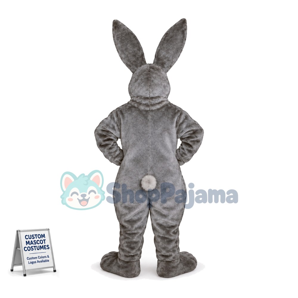 Angry Easter Gray Bunny Mascot Costume