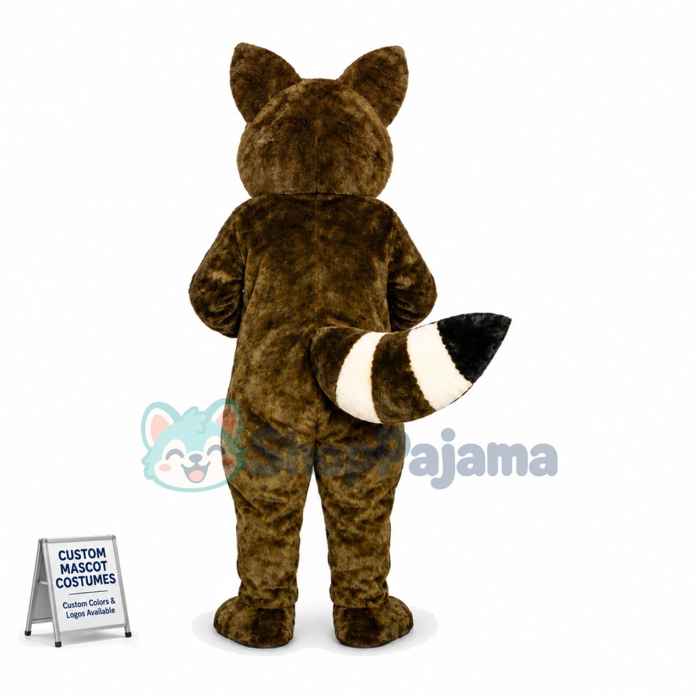 Timid Brown Raccoon Mascot Costume