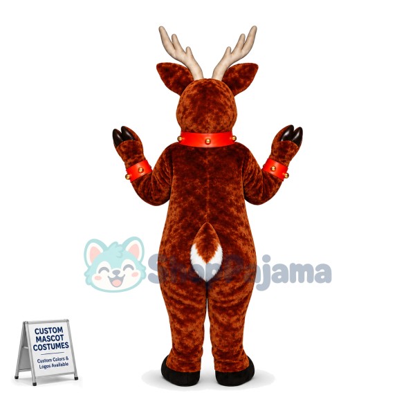 Christmas Elk With Bell Collar Mascot Costume