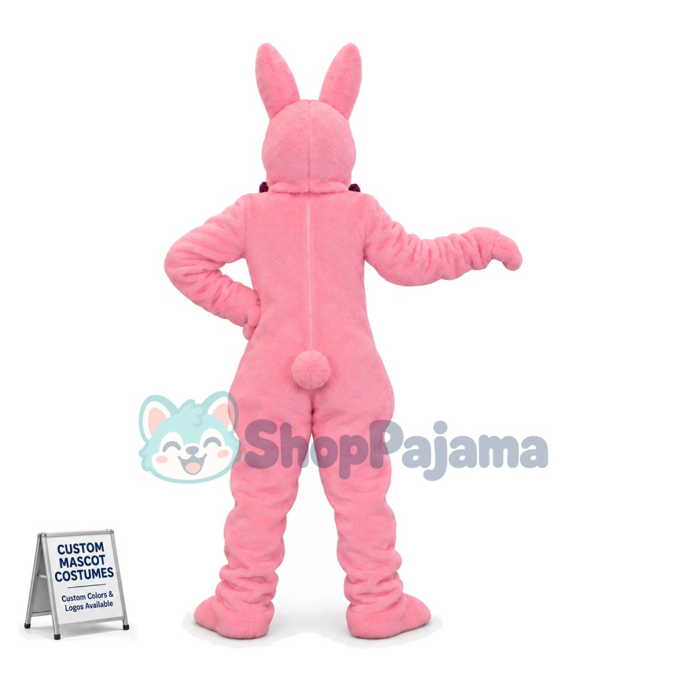 Surprised Adult Pink Rabbit Mascot Costume