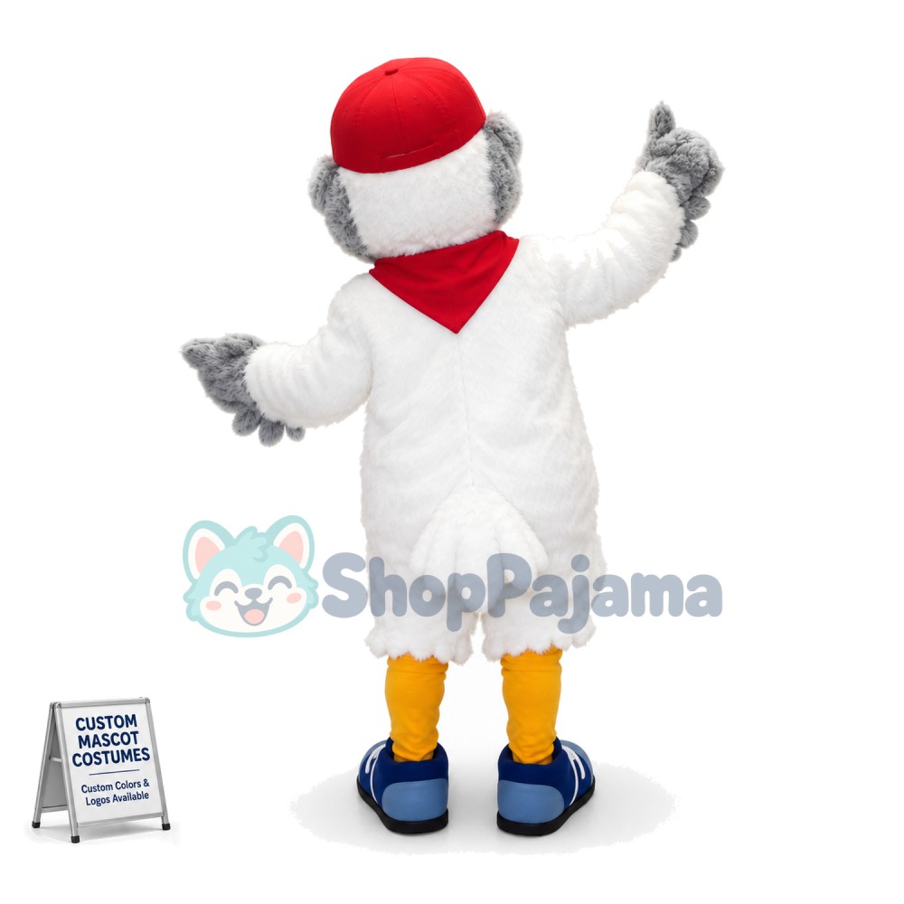 College White Plush Woodpecker Mascot Costume