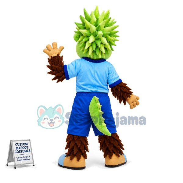Cheerful Green-headed Hedgehog Mascot Costume